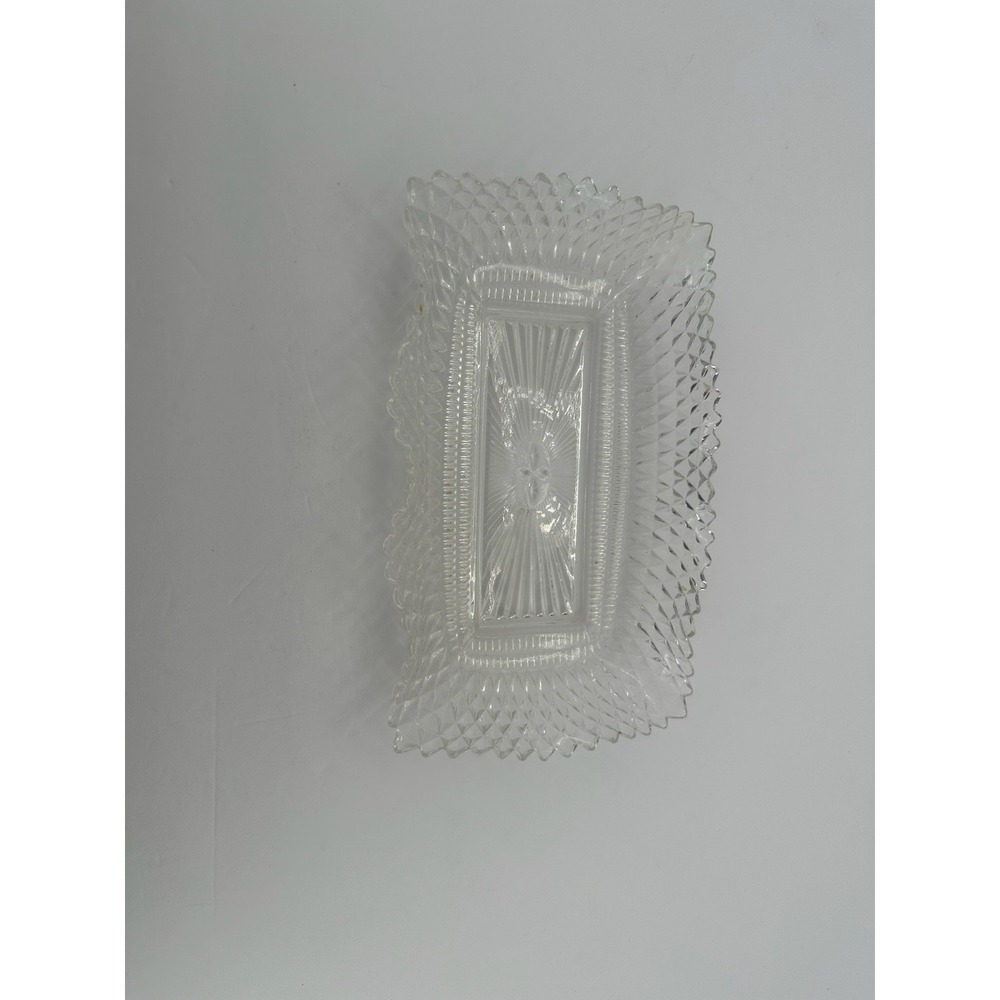 VINTAGE Rectangle Ruffled Diamond Point Candy Nut Dish